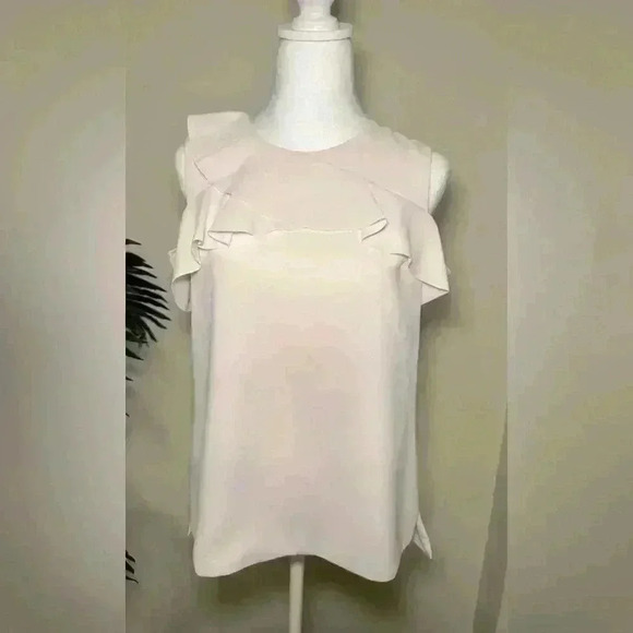 Ted Baker Honourr Asymmetrical Frill Top Nude Pink - Size 2 - Small/Medium - Picture 3 of 11